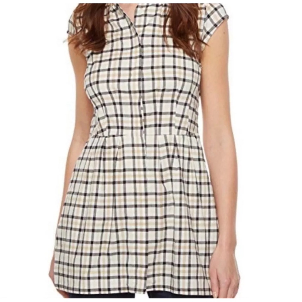 Pendleton Plaid Cotton Mini Dress Short Sleeve Cotton Breezy, Sz 12